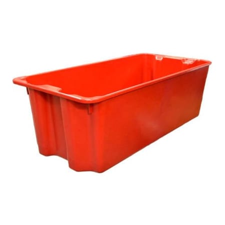 Stack & Nest Storage Tote, 42-1/2 in L x 20 in W x 14-1/4 in H, Red, Fiberglass